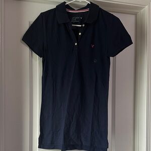 Women’s American Eagle Outfitters Navy Polo with Pink Logo - Size M